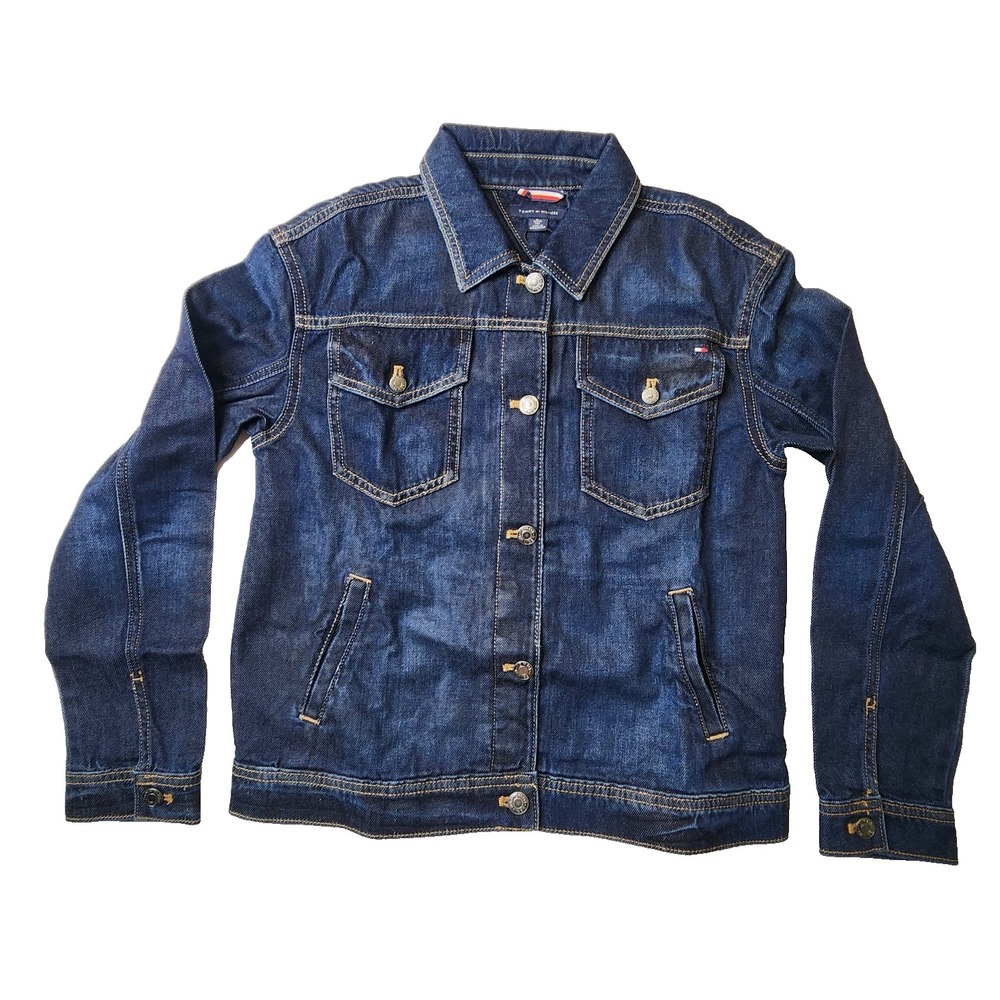 Tommy Hilfiger Girl's Denim Jacket Flag Cotton Blue Size XL (16)